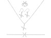 Pisces Zodiac Plain Silver Jewelry Set PS-RDR-3089/RDE-1495/RDB-181/RDC-19.