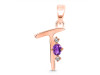 Amethyst & White Topaz Alphabet T Pendant AMT-RDA-20.