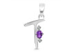 Amethyst & White Topaz Alphabet T Pendant AMT-RDA-20.