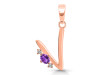 Amethyst & White Topaz Alphabet V Pendant AMT-RDA-22.