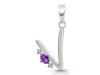 Amethyst & White Topaz Alphabet V Pendant AMT-RDA-22.