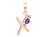 Amethyst & White Topaz Alphabet X Pendant AMT-RDA-24.