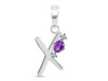 Amethyst & White Topaz Alphabet X Pendant AMT-RDA-24.