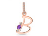 Amethyst & White Topaz Alphabet B Pendant AMT-RDA-28.