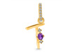 Amethyst & White Topaz Alphabet T Pendant AMT-RDA-46.