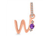 Amethyst & White Topaz Alphabet W Pendant AMT-RDA-49.