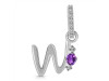 Amethyst & White Topaz Alphabet W Pendant AMT-RDA-49.