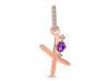 Amethyst & White Topaz Alphabet X Pendant AMT-RDA-50.