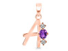 Amethyst & White Topaz Alphabet A Pendant AMT-RDA-53.