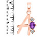 Amethyst & White Topaz Alphabet A Pendant AMT-RDA-53.