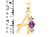 Amethyst & White Topaz Alphabet A Pendant AMT-RDA-53.