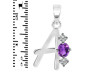 Amethyst & White Topaz Alphabet A Pendant AMT-RDA-53.