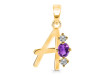 Amethyst & White Topaz Alphabet A Pendant AMT-RDA-53.