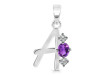 Amethyst & White Topaz Alphabet A Pendant AMT-RDA-53.