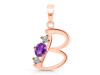 Amethyst & White Topaz Alphabet B Pendant AMT-RDA-54.
