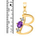 Amethyst & White Topaz Alphabet B Pendant AMT-RDA-54.