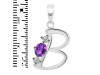 Amethyst & White Topaz Alphabet B Pendant AMT-RDA-54.
