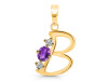Amethyst & White Topaz Alphabet B Pendant AMT-RDA-54.