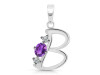 Amethyst & White Topaz Alphabet B Pendant AMT-RDA-54.
