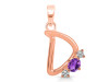 Amethyst & White Topaz Alphabet D Pendant AMT-RDA-56.