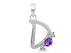 Amethyst & White Topaz Alphabet D Pendant AMT-RDA-56.