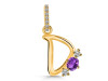 Amethyst & White Topaz Alphabet D Pendant AMT-RDA-82.