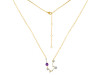 Aquarius Zodiac Star Constellation Amethyst & White Topaz Necklace AMT-RDN-487.