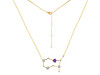 Gemini Zodiac Star Constellation Amethyst & White Topaz Necklace AMT-RDN-490.