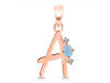 Aquamarine & White Topaz Alphabet A Pendant AQM-RDA-1.