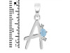 Aquamarine & White Topaz Alphabet A Pendant AQM-RDA-1.