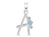 Aquamarine & White Topaz Alphabet A Pendant AQM-RDA-1.