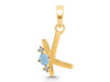 Aquamarine & White Topaz Alphabet K Pendant AQM-RDA-11.
