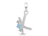 Aquamarine & White Topaz Alphabet K Pendant AQM-RDA-11.