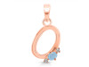 Aquamarine & White Topaz Alphabet O Pendant AQM-RDA-15.
