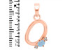 Aquamarine & White Topaz Alphabet O Pendant AQM-RDA-15.