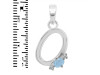 Aquamarine & White Topaz Alphabet O Pendant AQM-RDA-15.