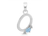 Aquamarine & White Topaz Alphabet O Pendant AQM-RDA-15.
