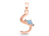 Aquamarine & White Topaz Alphabet S Pendant AQM-RDA-19.