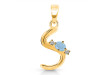 Aquamarine & White Topaz Alphabet S Pendant AQM-RDA-19.