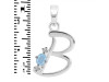 Aquamarine & White Topaz Alphabet B Pendant AQM-RDA-2.