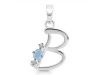 Aquamarine & White Topaz Alphabet B Pendant AQM-RDA-2.