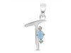 Aquamarine & White Topaz Alphabet T Pendant AQM-RDA-20.