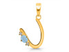 Aquamarine & White Topaz Alphabet U Pendant AQM-RDA-21.
