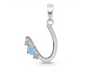 Aquamarine & White Topaz Alphabet U Pendant AQM-RDA-21.