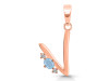 Aquamarine & White Topaz Alphabet V Pendant AQM-RDA-22.