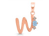 Aquamarine & White Topaz Alphabet W Pendant AQM-RDA-23.