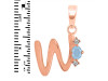 Aquamarine & White Topaz Alphabet W Pendant AQM-RDA-23.