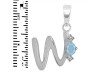 Aquamarine & White Topaz Alphabet W Pendant AQM-RDA-23.