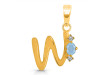 Aquamarine & White Topaz Alphabet W Pendant AQM-RDA-23.