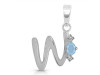 Aquamarine & White Topaz Alphabet W Pendant AQM-RDA-23.